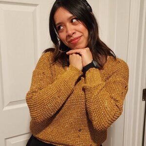 Cozy Mustard Yellow Knit Sweater - Excellent Condition